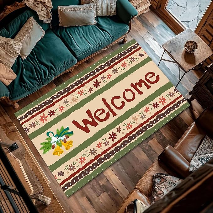 Vintage Christmas Area Rugs 3x4ft Merry Christmas Snowflakes Floral Winter - Image 4