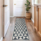 Rugshop Geometric Diamond Washable Non Slip Runner Rug 2' x 10' Cream by Rugshop