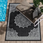 CAMILSON Outdoor Rug, 5x7 Medallion Black White Modern Area Rugs by CAMILSONIndoorOutdoorAreaRugs