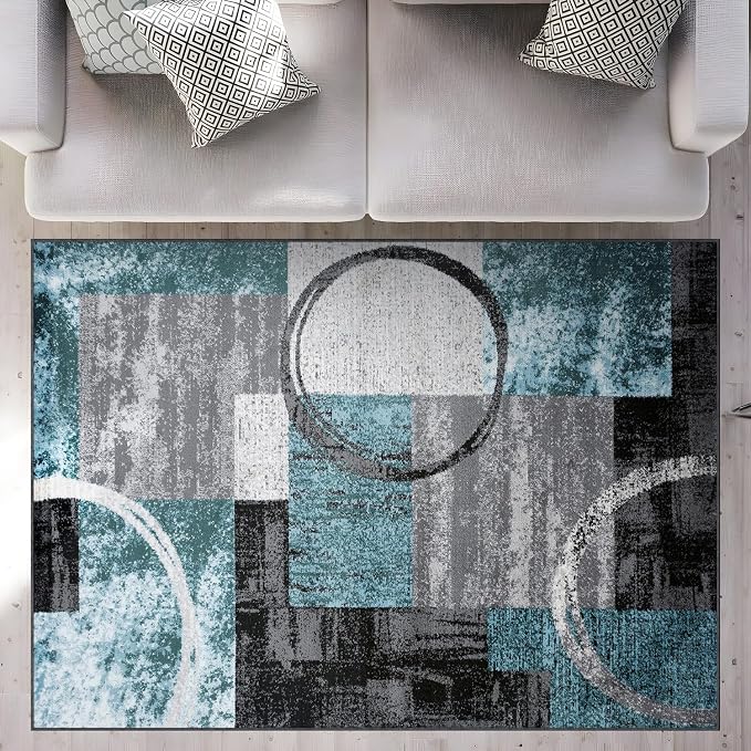 Rugshop Contemporary Circle Design Area Rug, Durable Fade-Resistant Carpet - Image 6
