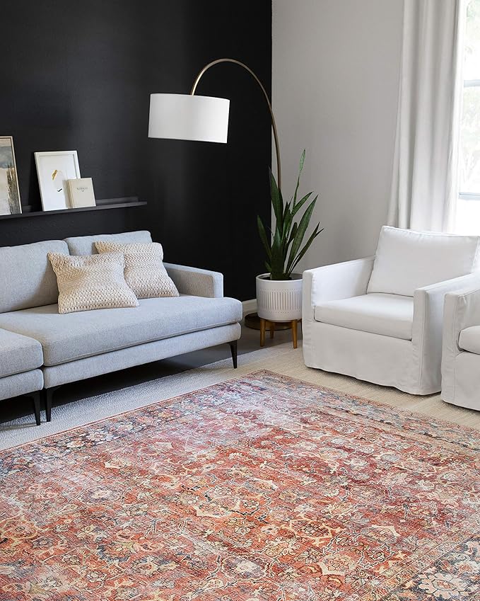 Loloi Layla Collection LAY-02 Spice/Marine 5'-0" x 7'-6" .13" Thick Area Rug - Image 3