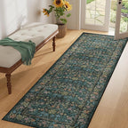 DUKINO 2.6x8 Runner Rug for Hallway, Washable Vintage Floral Kitchen Rug - Image 2
