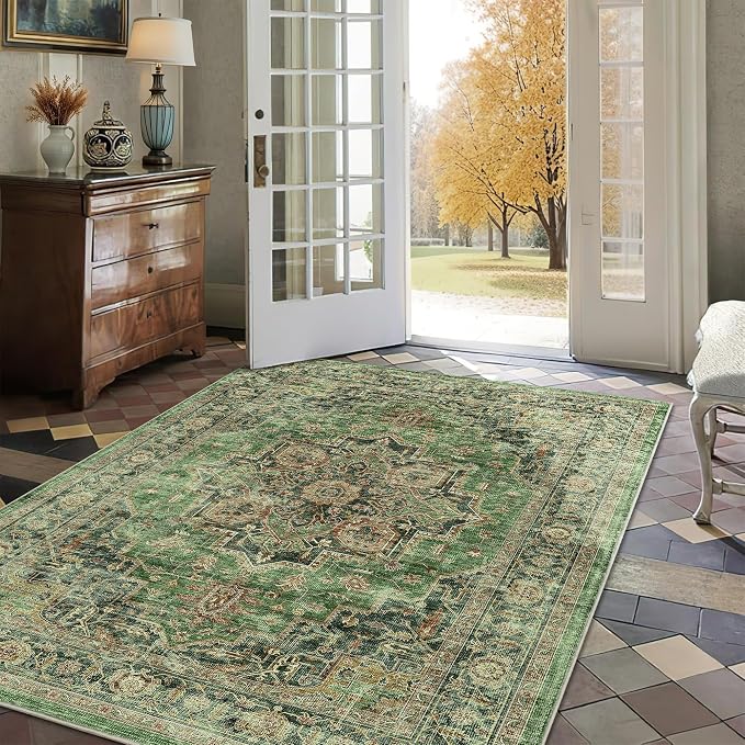 4x6 Area Rug for Bedroom Machine Washable Low Pile Vintage Distressed Rugs - Image 3