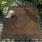 CAMILSON Outdoor Rug 5x7 Medallion Gold Modern Area Rugs - Image 4