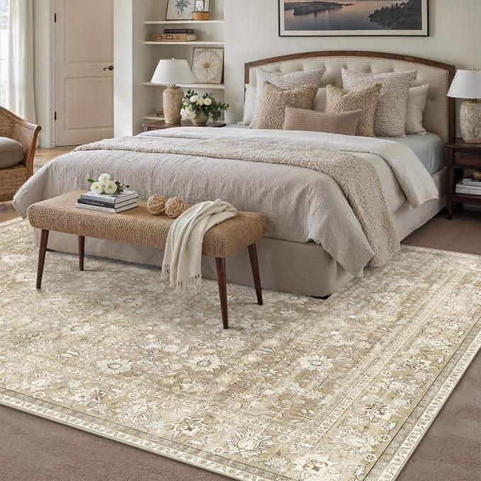 HUGEAR 5x7 Machine Washable Rugs Beige Hallway Area Rug Indoor Accent Rug - Image 3