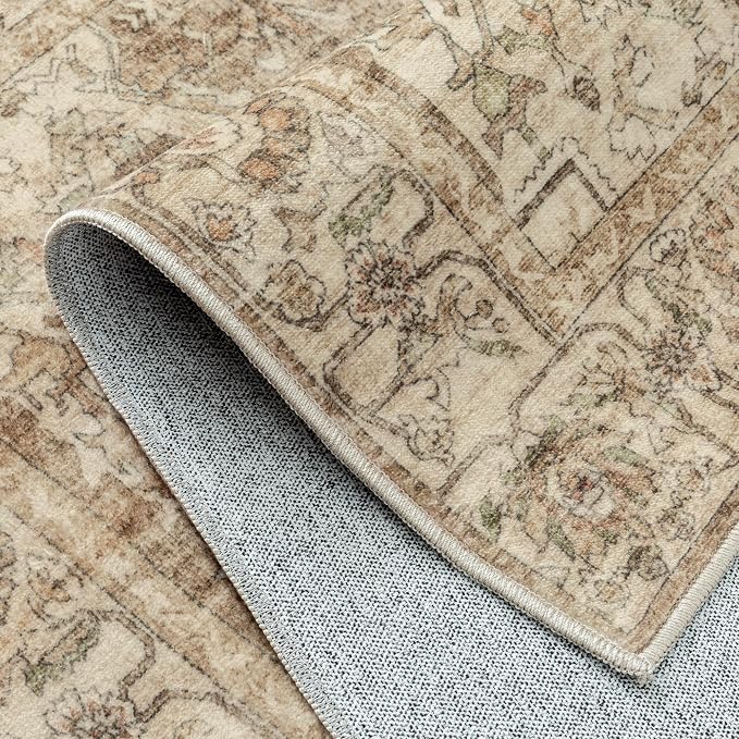 Brown Multi Hallway Runner Rug 2x7 Vintage Washable Distressed Area Carpet - Image 7
