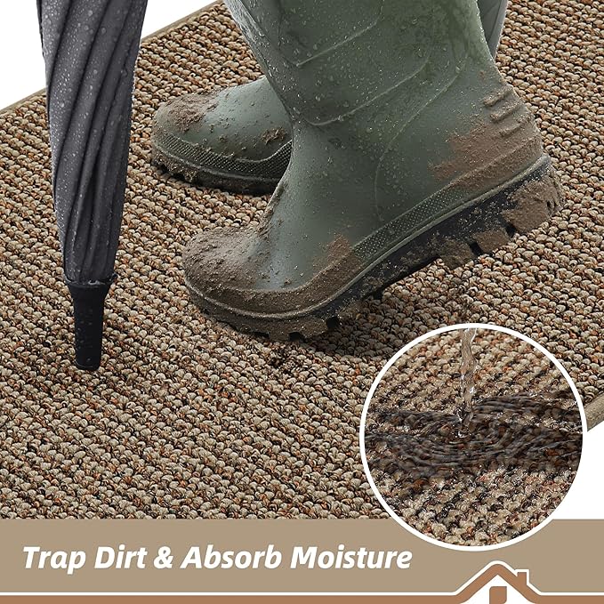 BEQHAUSE Dirt Trapper Door Mat 20" x 32", Non-Slip Washable Doormats Entrance - Image 3