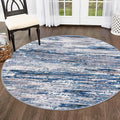 5' Round Rug Washable Rug for Entryway, Neutral Vintage Circle Rugs for Living by SiiloomRug
