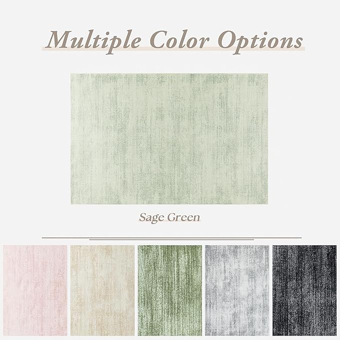 Sage Green Bathroom Rug, Non Slip Washable Boho Abstract Small Area Rug - Image 6
