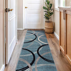 Rugshop Modern Wavy Circles Design Runner Rug, Non-Shedding Carpet - Image 7