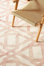 Hand-Tufted Wool Marengo Rug in Pink – Elegant Geometric Wool Carpet - Image 2
