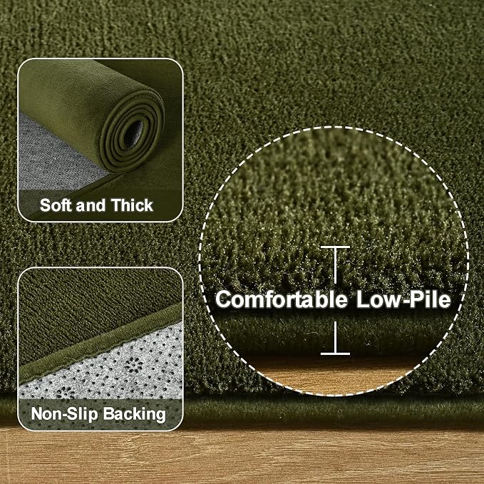 Amearea Large Modern Area Rugs for Bedroom Living Room, 5x8 Feet Olive Green - Image 7
