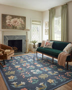 Loloi Rifle Paper Co. Rosa Collection RSA-03 Navy 2'-6" x 7'-6" Runner Rug by Loloi