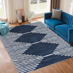 HelloTree Area Rug for Living Room 6x9 Washable Geometric Moroccan Rug Stripe by HelloTree