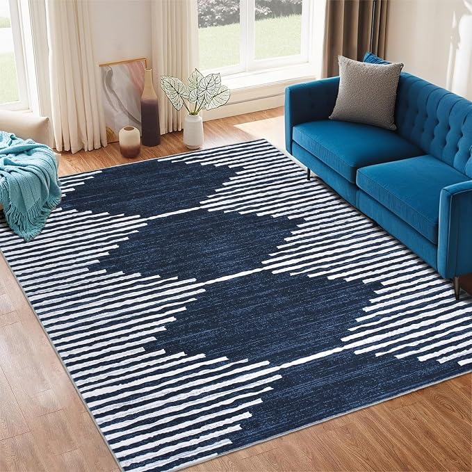 HelloTree Area Rug for Living Room 6x9 Washable Geometric Moroccan Rug Stripe by HelloTree