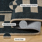 OJIA Easy Jute Kitchen Rug, 2x3 Black Indoor Door Mat Checkered Washable Area - Image 3