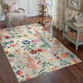 Beige Area Rug 3x5 Office Floral Boho Door Mat Indoor Washable Kitchen Carpet by PureCozy