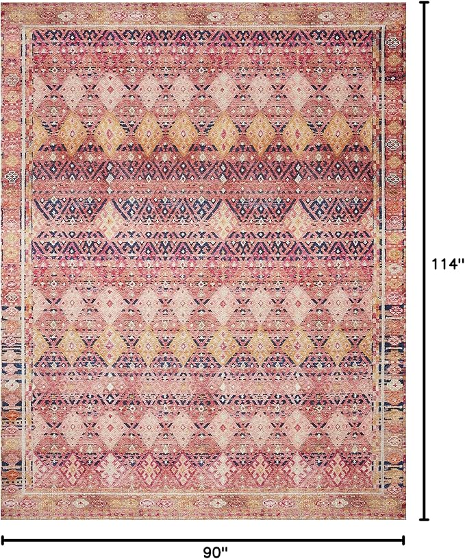 Loloi Layla Collection LAY-15 Magenta/Multi 7'-6" x 9'-6" .13" Thick Area Rug - Image 2