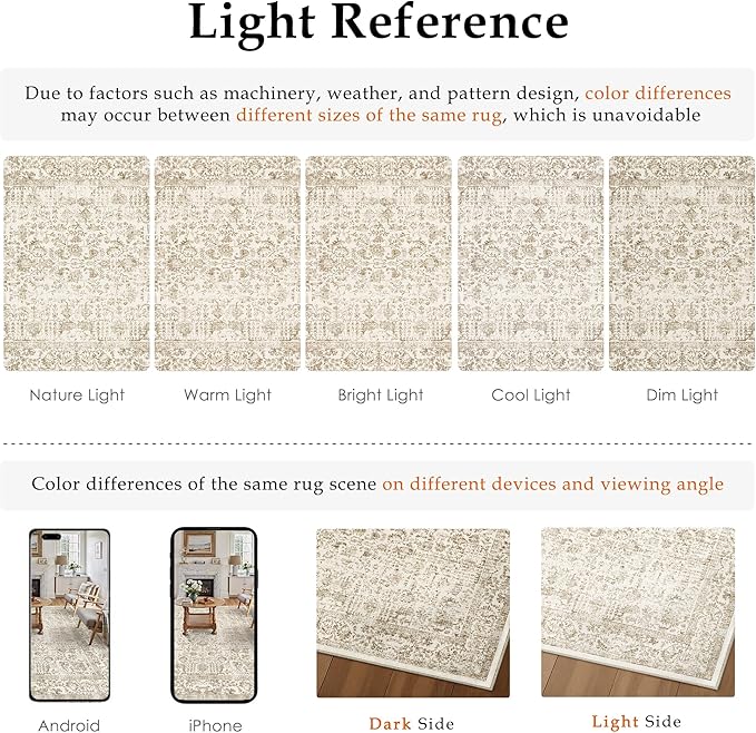 Light Brown Runner Rug 2x7 Hallway Machine Washable Kitchen Vintage Distressed - Image 2