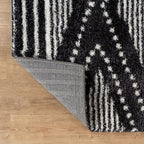 Rugshop Geometric Shag Area Rug Anthracite Dark Gray and White 5' x 7' Great - Image 6