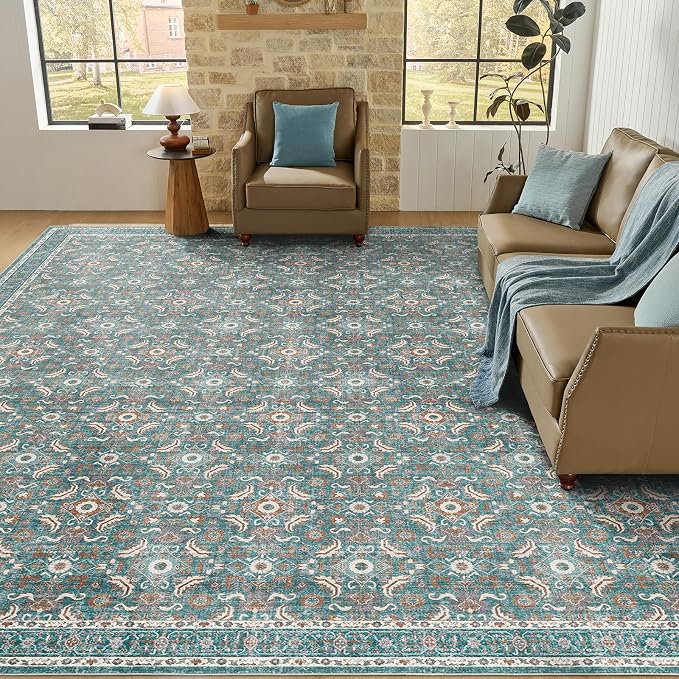 WITSHOCK Living Room Area Rugs 12x15: Soft Non-Slip Backing Washable Rugs by WITSHOCK
