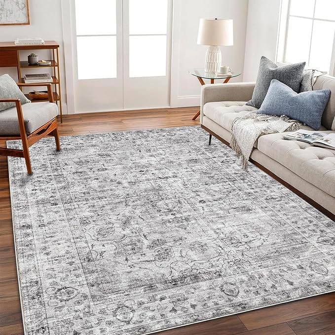 Area Rug 5'x7' Washable Rug Vintage Traditional Floor Cover Thin Retro Kitchen - Image 2
