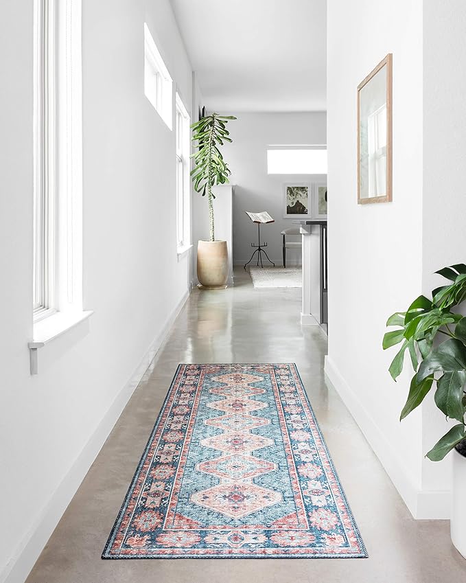 Loloi Skye Collection SKY-03 Turquoise/Terracotta 2'-6" x 10'-0" Runner Rug - Image 5