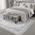 HUGEAR Area Rug 6x9 Vintage Grey Machine Washable Living Room Rugs Thin Neutral - Image 4