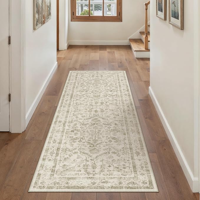 Taupe 2x6 Runner Rug Vintage Area Carpet Hallway Indoor Kitchen Washable Low - Image 4