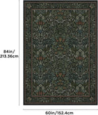 Bavni Floral Dark Green Area Rugs 5x7, Vintage Boho Carpet Machine Washable - Image 2