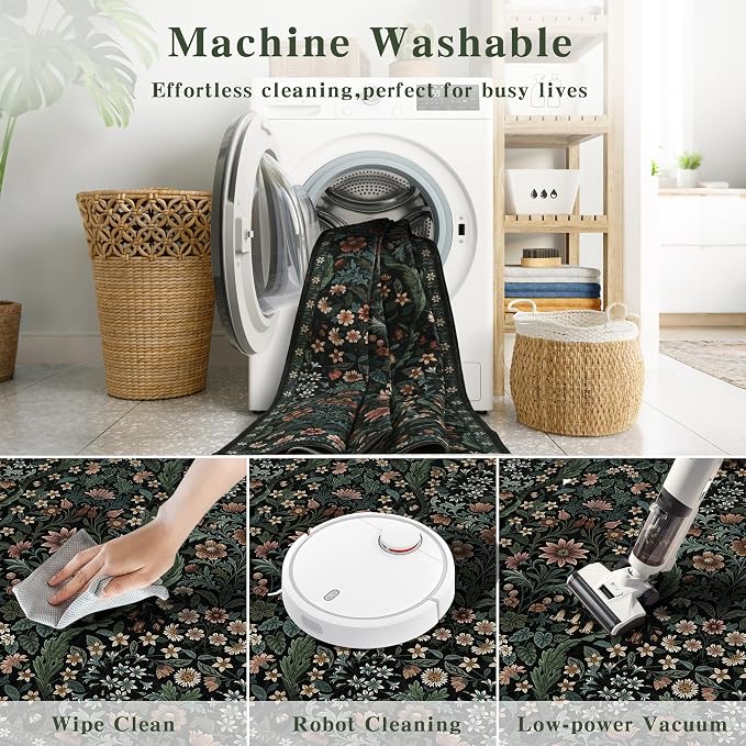 2x6 Washable Runner Rug, Low-Pile Non-Slip Stain Resistant Carpet - Image 8