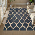 Lahome Moroccan Outdoor Rug 5x7, Easy Jute Blue Washable Rugs by Lahome