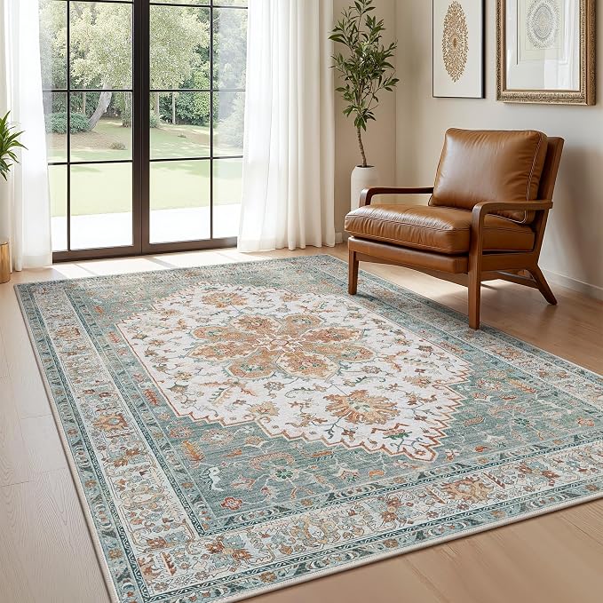 GENIMO 5X7 Area Rugs for Living Room, Machine Washable Vintage Floor Cover by GENIMO