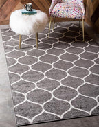 Rugs.com Lattice Frieze Collection Rug – 10' x 13' Dark Gray Medium Rug Perfect by Rugscom