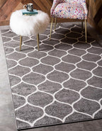 Rugs.com Lattice Frieze Collection Rug – 8' x 11' Dark Gray Medium Rug Perfect by Rugscom