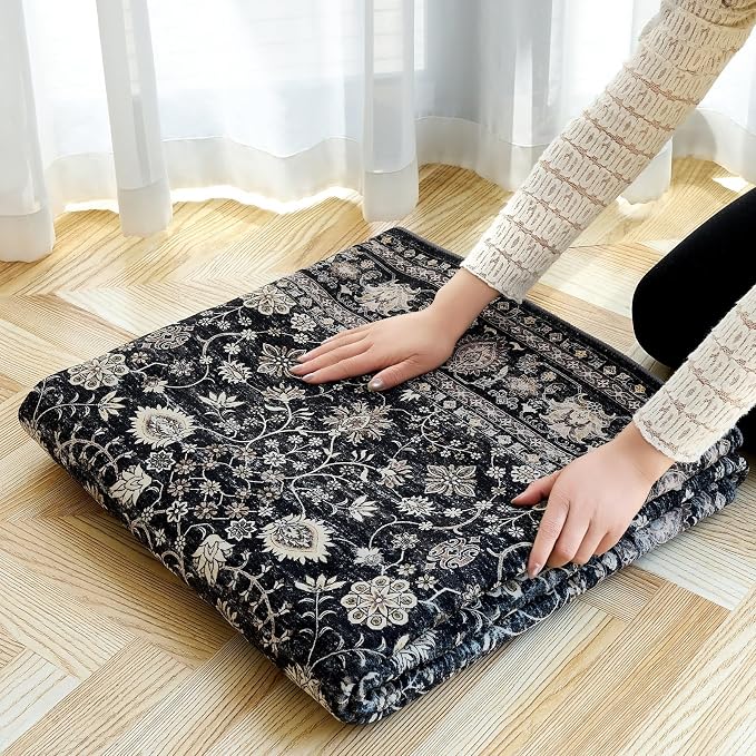 2x6 Area Rug, Boho Vintage Oriental Washable Rugs, Collapsible Area Rug - Image 8