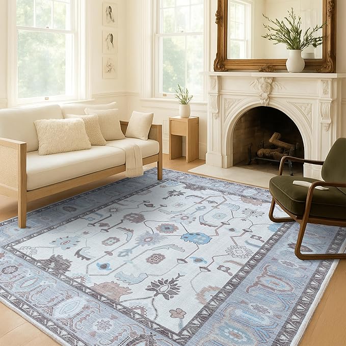 Fame Living Cream Grey Oushak Runner Rug, Modern Runners, Small Rugs, Short - Image 8