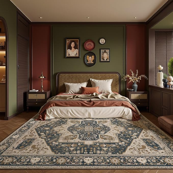 EnHomee 5x7 Area Rugs Washable for Bedroom, Boho Vintage Rugs, Foldable Area - Image 5
