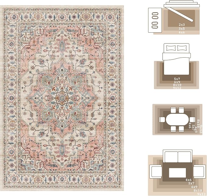 5x7 Area Rugs for Living Room Ultra-Soft Washable Rug Vintage Distressed Boho - Image 8