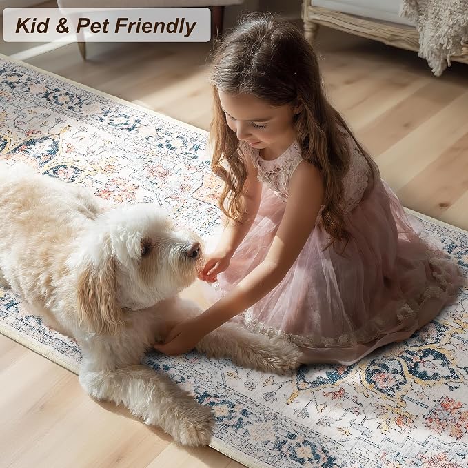 XWZO Entryway Area Rug 2x3ft — Soft Vintage Low Pile Non-Slip Door Floor Mat - Image 8
