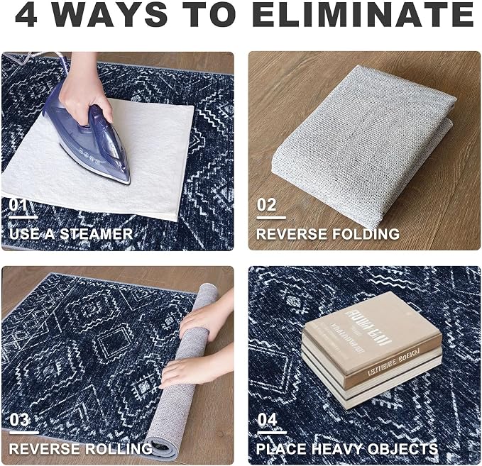 KILOCOCO Area Rug 4'x6' Entryway Rug Washable Bedroom Rugs Non Slip Printed - Image 8