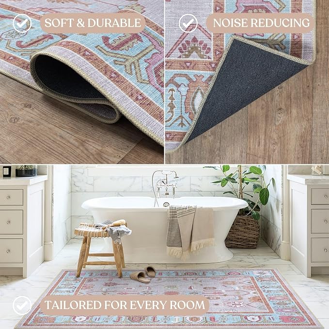 Fame Living Pink Oushak Rug, Area Rugs - Image 5