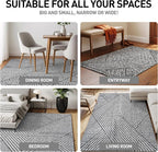 Rugshop Geometric Diamond Stripe Shag Area Rug White 7' 10" x 10' Perfect - Image 3
