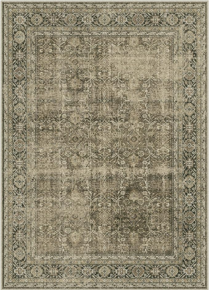 Vintage Area Rug 5x7 Light Brown Bedroom Indoor Kitchen Washable Living Room - Image 6