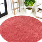 Eyely UES100E-6R Haze Solid Low-Pile Red 6' Round Area Rug, Pet Friendly by eyely