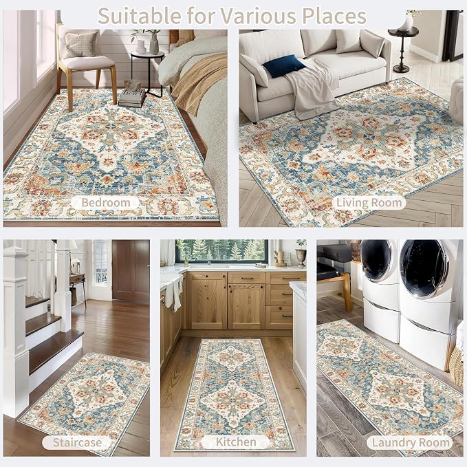 Enkor Runner Rugs for Hallway, 2.6x10.5 Washable Soft Non Slip Floor Rugs for - Image 7