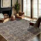 Washable Area Rug 9'x12' Retro Boho Design Non-Shedding Easy Care Ideal by CHAMPLANT