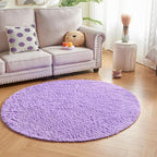 Andency Purple Round Area Rug for Bedroom, Shag Circle Rug 4'X4' for Room - Image 3