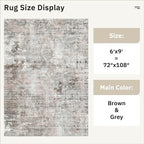 6x9 Abstract Area Rugs for Living Room 6 x 9 Washable Grey Pink Non Slip Low - Image 2