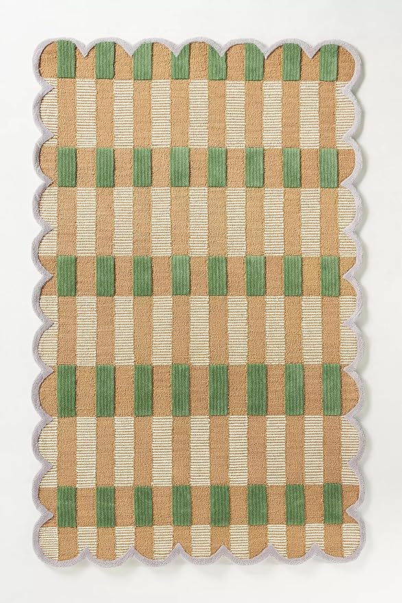 Hand-Tufted Wool Area Rug with Scalloped Edges, Cozy and Soft Accent Rug by RUGBARN